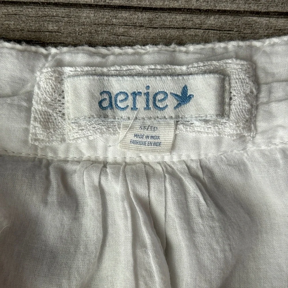Aerie White Embroidered Lace Trim Mini Dress Sleeveless Casual XS/TP - Picture 2 of 3